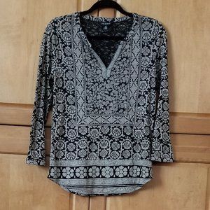 Lucky Brand Black and Tan Batik Boho Blouse- SP